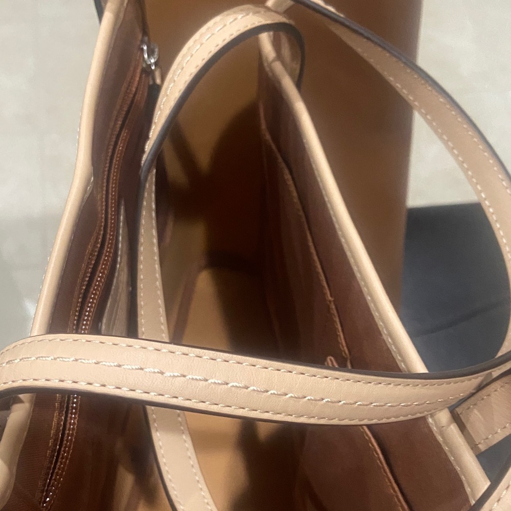 Coach Tan Leather Tote with Yellow Accent - Picture 2 of 7